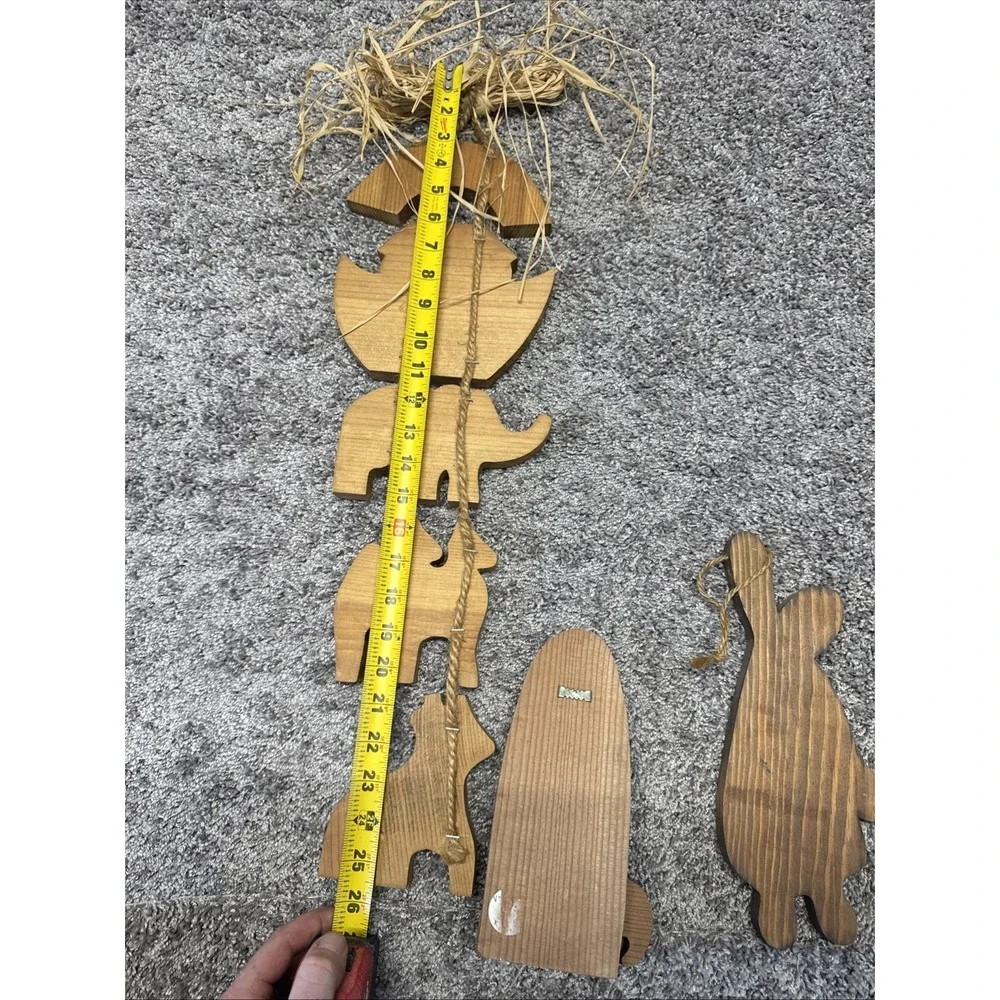 Noah's Ark Hand Painted Wood Hanging Decor Vtg Lot Of 4 See Description